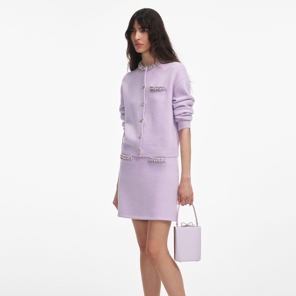 Self-Portrait NWOT LILAC CRYSTAL TRIM KNIT SKIRT